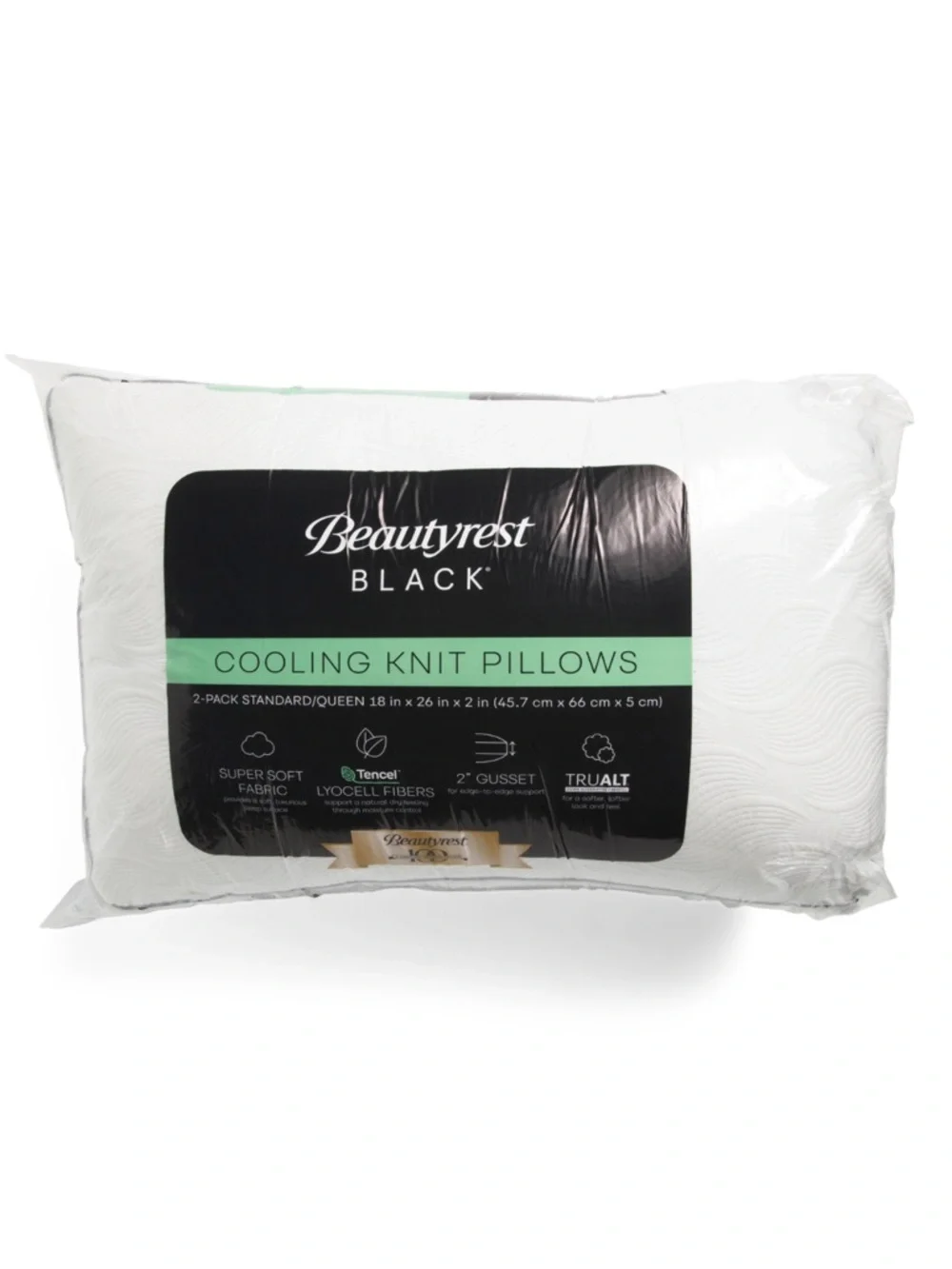 🎉LAST CHANCE🎉2PC BEAUTYREST BLACK Luxurious CoolingKnit Down Alternative Pillows